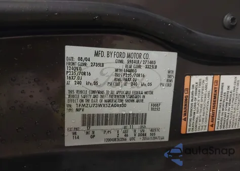 2005 Ford Explorer Xlt/Xlt Sport z USA, uszkodzony, nr VIN 1FMZU73WX5ZA04530